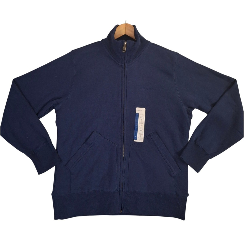 Eddie Bauer Sherpa Lined Full Zip Sweatshirt Men's Large Navy Blue Jacket NWT